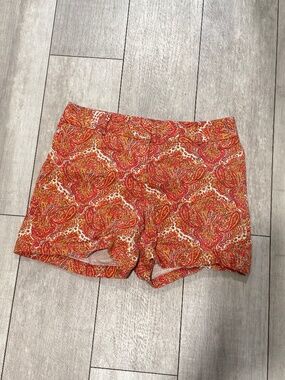 Talbots Red Orange Paisley Shorts Size 8